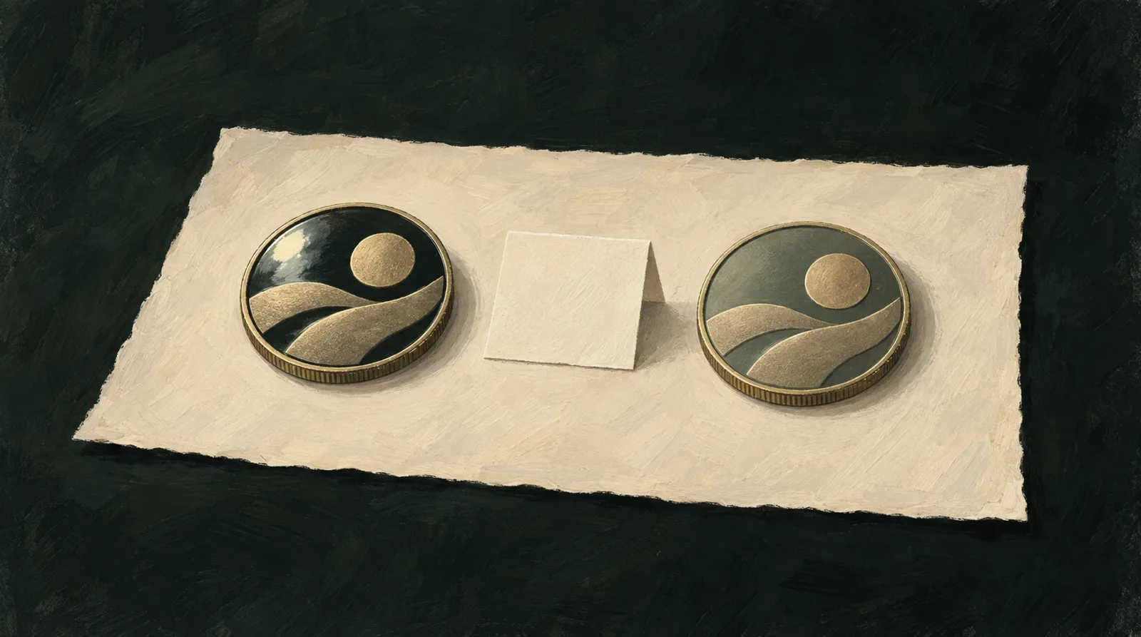 Illustrative pair of anonymous coins, one mirror-bright and one softly matte; no specific issue depicted.